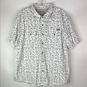 Eddie Bauer Fish Short Sleeve Button Down Shirt Size 2XL